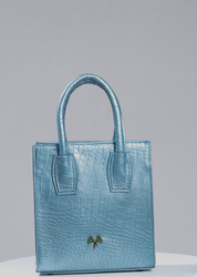 Marvella - Metallic Ice Blue Crocodile Print