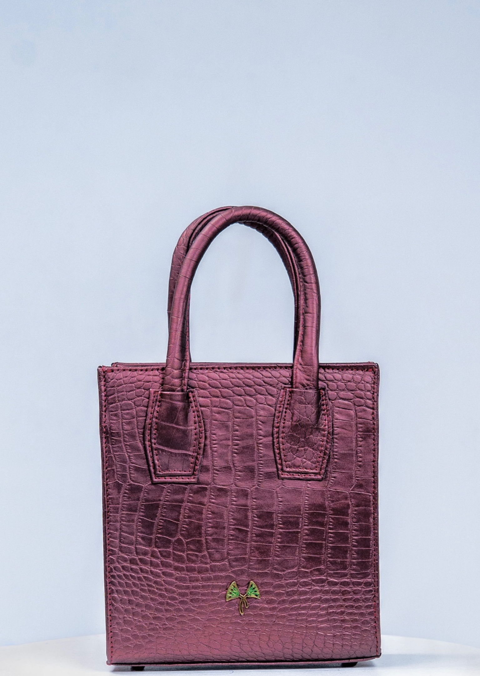 Marvella - Metallic Burgundy Crocodile Print